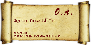 Ogrin Arszlán névjegykártya